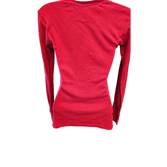 NWOT GAP red holiday waffle knit thermal bright red Christmas warm lounge XS - Picture 3 of 8